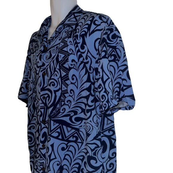 Kalaheo RJC Blue Hawaiian Shirt Mens L Abstract Button Front Beach Vacation - Picture 4 of 10